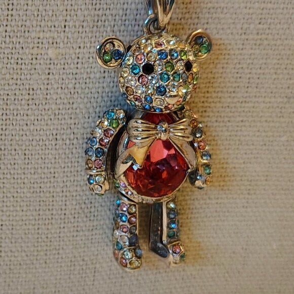 Swarovski Crystals J. Nina Necklace Teddy Bear Articulated Pastels Pink - Picture 9 of 9